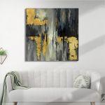 Canvas print Abstract gold, gray and black