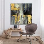 Canvas print Abstract gold, gray and black