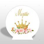 Wooden printed sign, Crown and roses