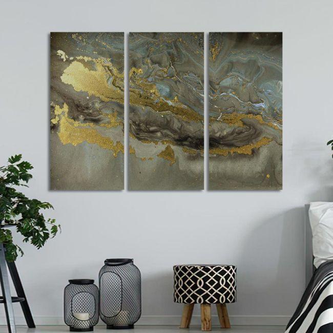 Πίνακας σε καμβά Gold marble texture II, τρίπτυχος