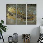 Πίνακας σε καμβά Gold marble texture II, τρίπτυχος