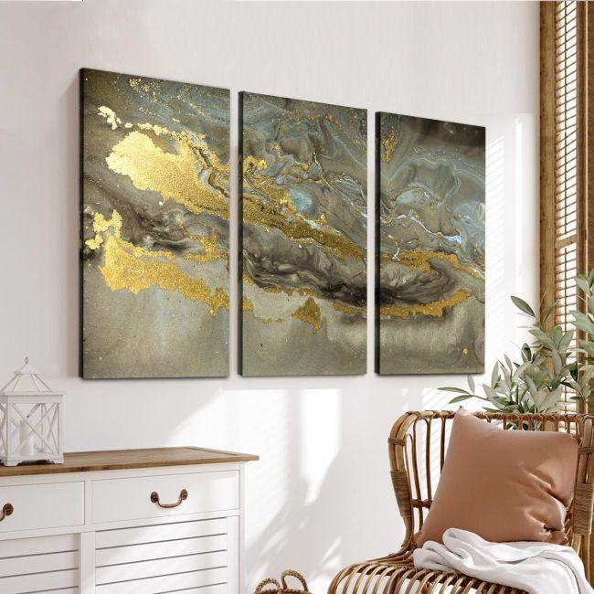 Canvas print Gold marble texture II, 3 panels