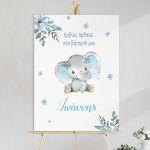 Canvas print welcome to my baptism,Elephantwatercolor flowers