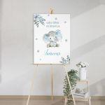 Canvas print welcome to my baptism,Elephantwatercolor flowers