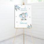 Canvas print welcome to my baptism,Elephantwatercolor flowers