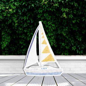 Wooden printed figure, sail boat