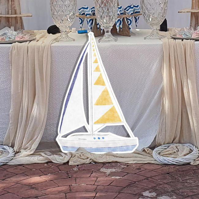 Wooden printed figure, sail boat