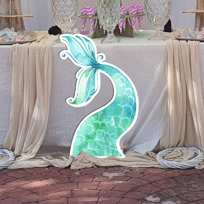 Wooden decorative figure printed Mermaid tail 2