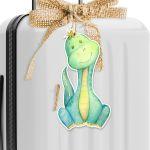 Wooden printed figure for baptism candle, Cute dino watercolor