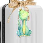 Wooden printed figure for baptism candle, Cute dino watercolor