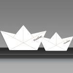 Ξύλινο Χάρτινο καραβάκι λευκό, διακοσμητική φιγούρα