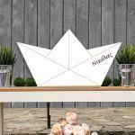 Wooden Paper boatwhite, decorative figure