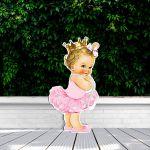 Cute ballerina wooden decorative figure printed