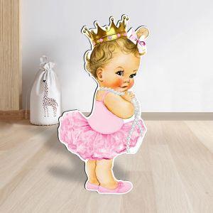 Cute ballerina wooden decorative figure printed 2