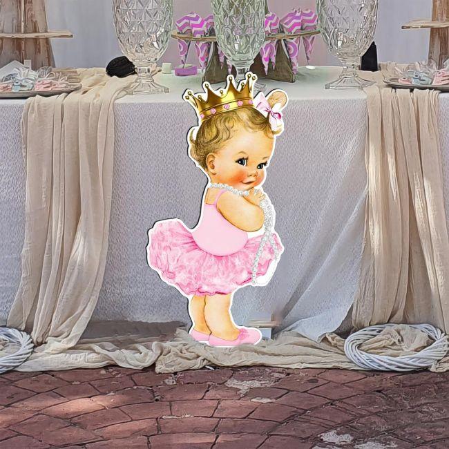Cute ballerina wooden decorative figure printed