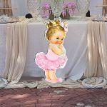 Cute ballerina wooden decorative figure printed
