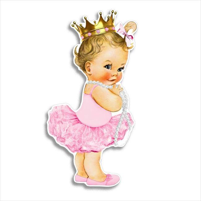 Cute ballerina wooden decorative figure printed
