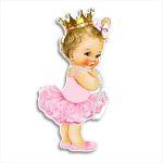 Cute ballerina wooden decorative figure printed