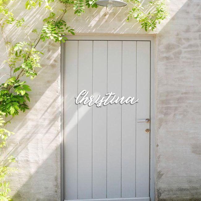 Outdoor Sign Script, white plexiglass