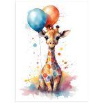 Καμηλοπάρδαλη ζωγραφιά με μπαλόνια, αφίσα, κάδρο Αφίσα (Χωρίς κορνίζα)