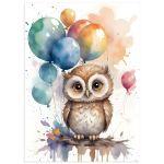 Κουκουβάγια ζωγραφιά με μπαλόνια αφίσα κάδρο  Αφίσα