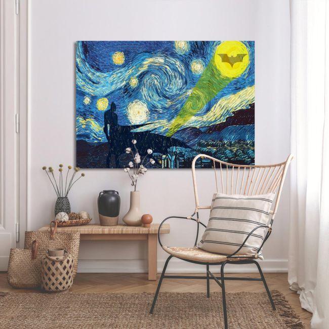 Πίνακας ζωγραφικής A bat's starry night reart, (original Vincent van Gogh)