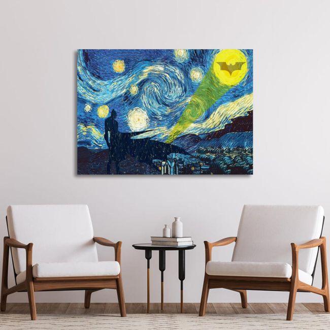 Πίνακας ζωγραφικής A bat's starry night reart, (original Vincent van Gogh)