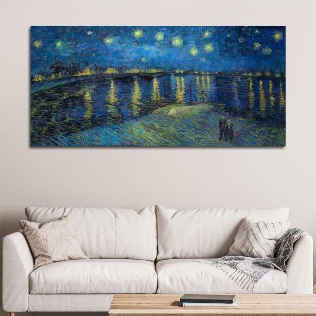Πίνακας ζωγραφικής Starry night over the Rhone panorama, Vincent van Gogh