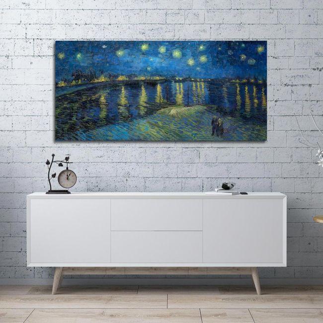 Canvas print Starry night over the Rhone panorama, Vincent van Gogh