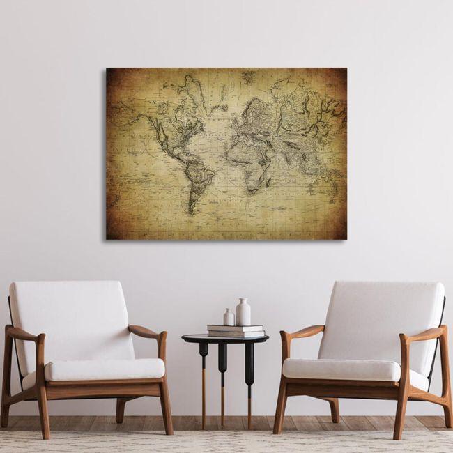 Πίνακας σε καμβά Χάρτης, Vintage world map 1814