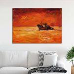 Canvas printFishing boat at sunset