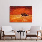 Πίνακας σε καμβά Βάρκα στο ηλιοβασίλεμα, Fishing boat at sunset
