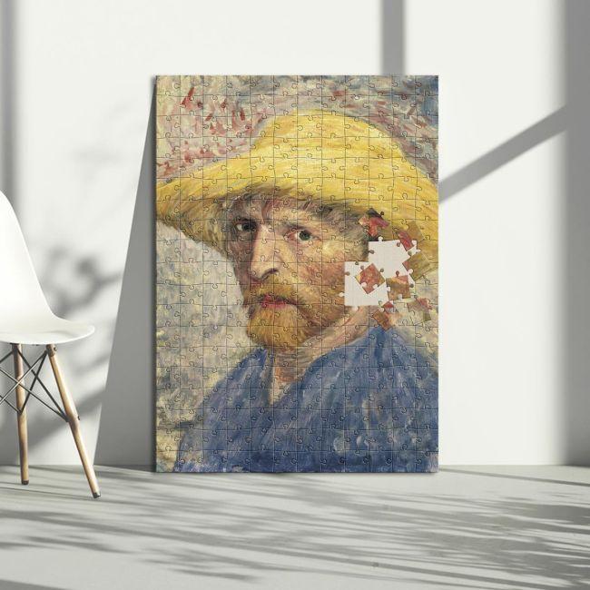 Canvas print Puzzle self portrait reart, (original by van Gogh)