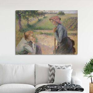 Canvas print Two young peasant women, Pissarro C.