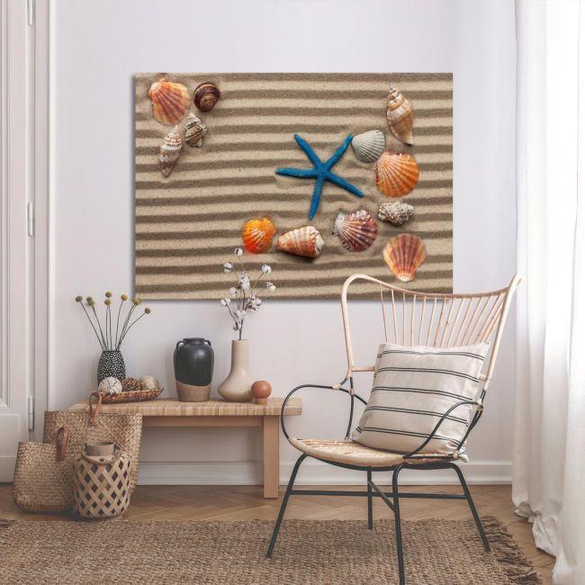Canvas print Sea shells with sand
