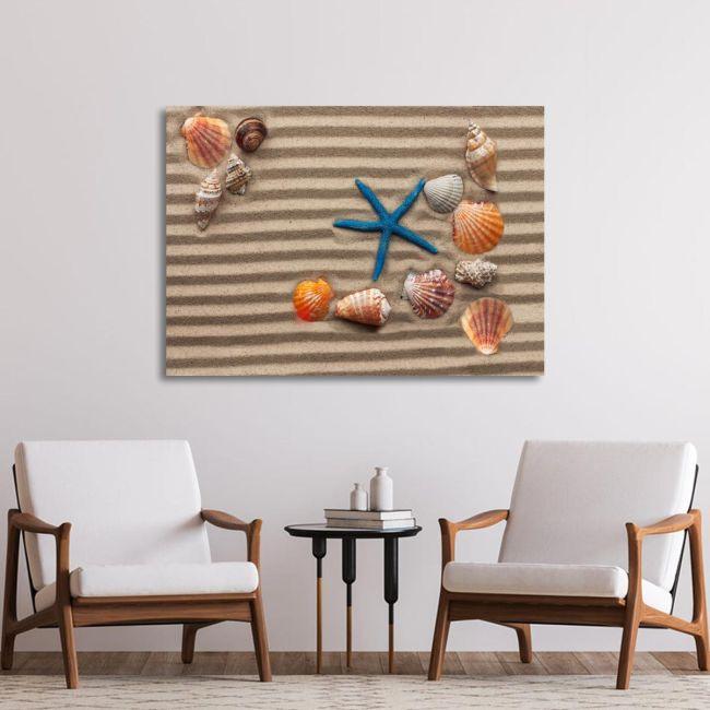 Canvas print Sea shells with sand