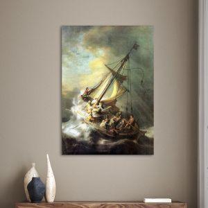 Canvas print Christ in the storm on the lake of Galilee, Rembrandt