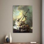 Canvas print Christ in the storm on the lake of Galilee, Rembrandt