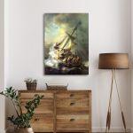 Canvas print Christ in the storm on the lake of Galilee, Rembrandt