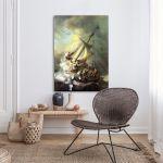 Canvas print Christ in the storm on the lake of Galilee, Rembrandt