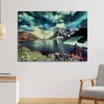Canvas print Snow Mountain lake painting