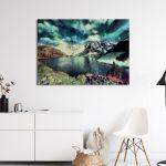 Canvas print Snow Mountain lake painting