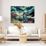 Canvas print Snow Mountain lake painting