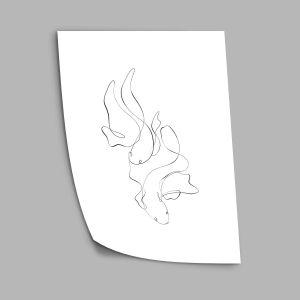 Animals line art, goldfish, poster 2