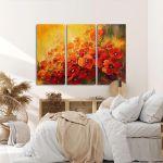 Canvas print Illustration of poppies,3 panels