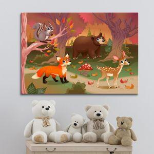 Kids canvas print Cute animal friends