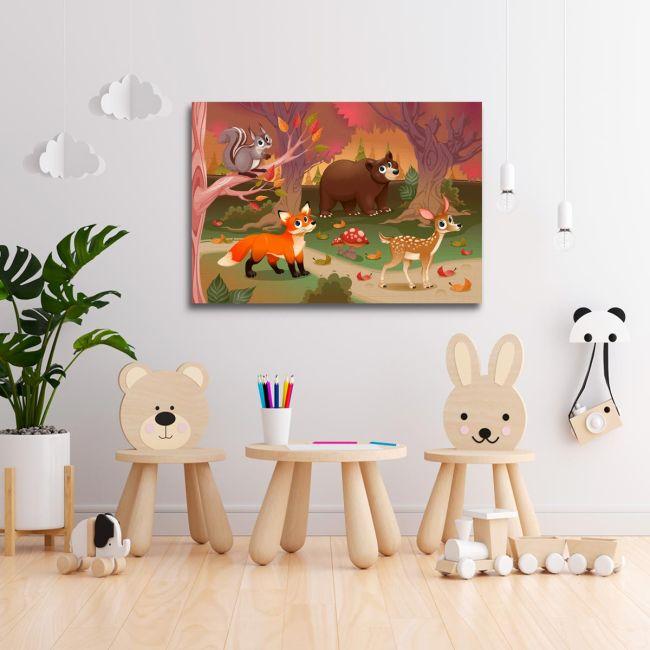 Kids canvas print Cute animal friends