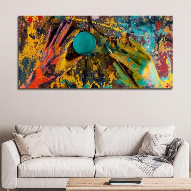 Canvas print Color hands, panoramic