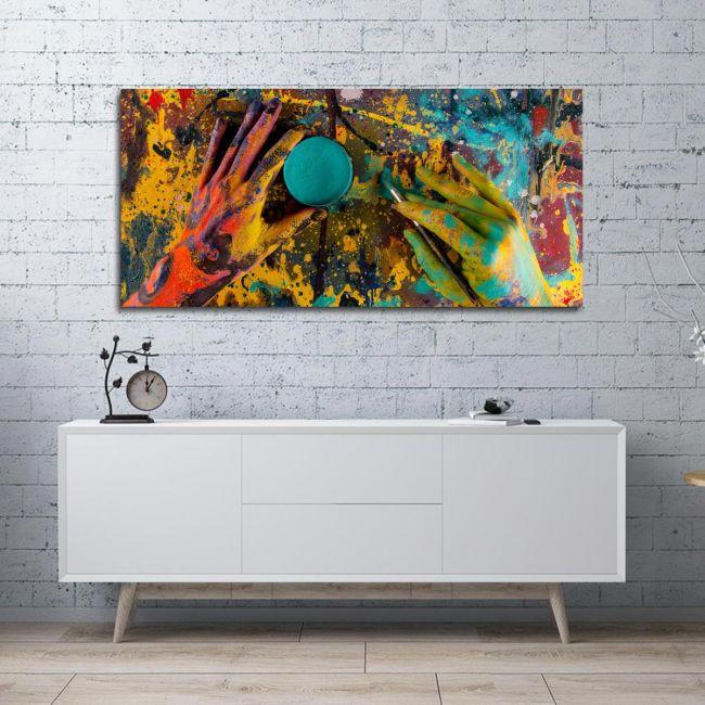 Πίνακας σε καμβά Color hands, πανοραμικός