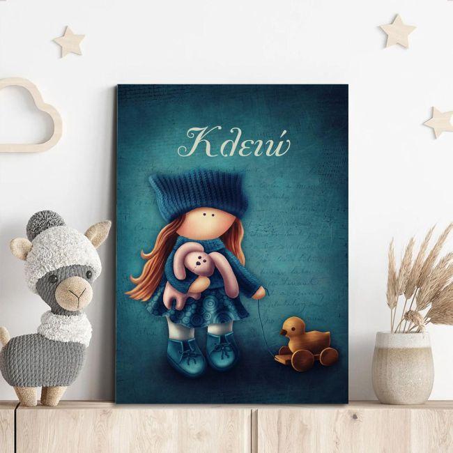 Canvas print Little girl with toys